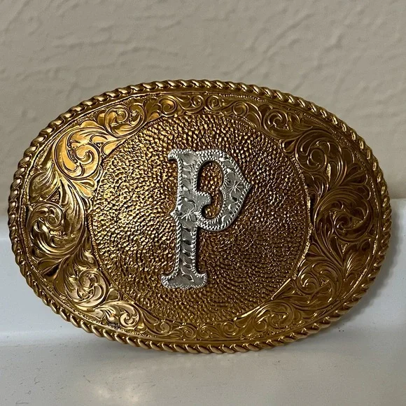 Vintage Crumrine Women\'s Belt Buckle Etched Ornate Oval Metal Rope Border Vintage Crumrine Etched Ornate Oval Metal Women main image 4